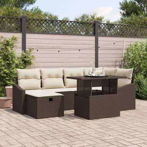 set od 7 vrtnih sofa s jastučićima smeđa poli ratan Cijena