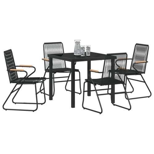 5-dijelni set vrtnih stolova crni PVC rattan Cijena