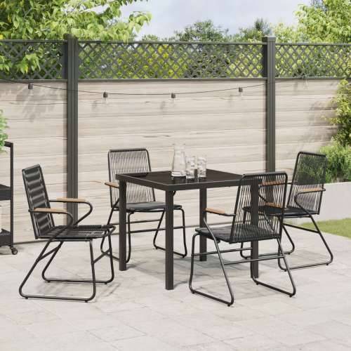 5-dijelni set vrtnih stolova crni PVC rattan Cijena
