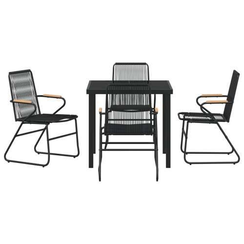 5-dijelni set vrtnih stolova crni PVC rattan Cijena