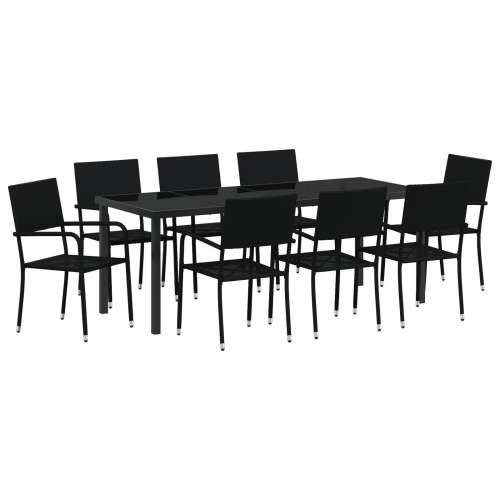 set od 9 vrtnih stolaca za obedovanje crni poli ratan Cijena