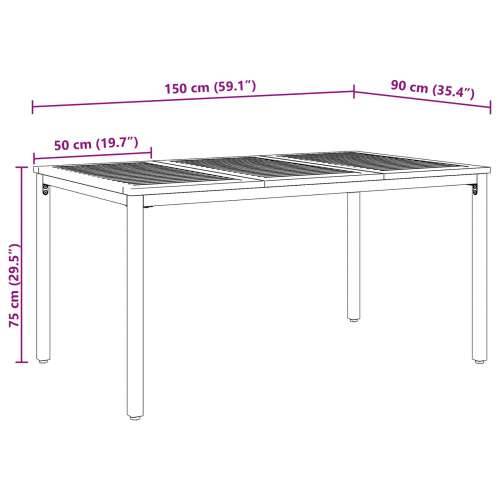 Vrtni stol 150x90x75 cm od čvrstog drva akacije i metala Cijena