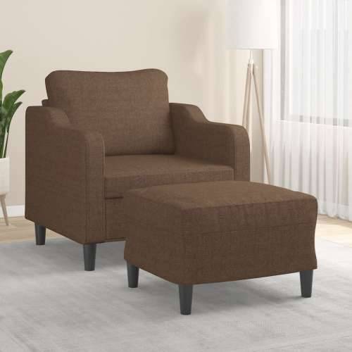 Fotelja s tabureom smeđa 60 cm od tkanine - Smeđa Cijena
