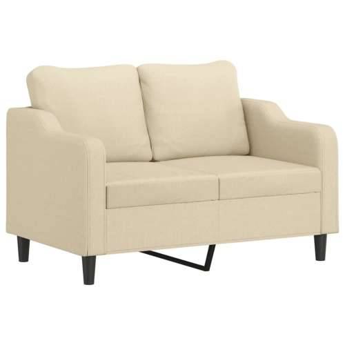 3-dijelni set sofa s jastucima krem od mikrovlakana - Krema s jastucima i tabureom Cijena