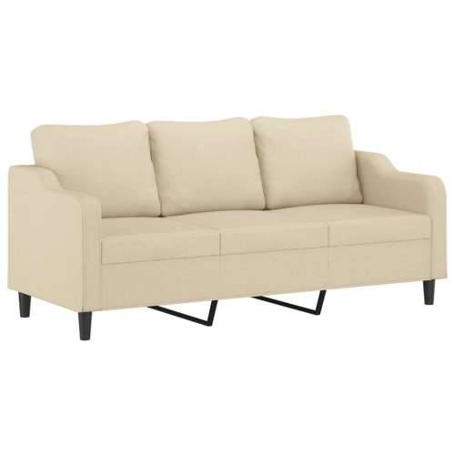 3-dijelni set sofa s jastucima krem od mikrovlakana - Krema s jastucima i tabureom Cijena