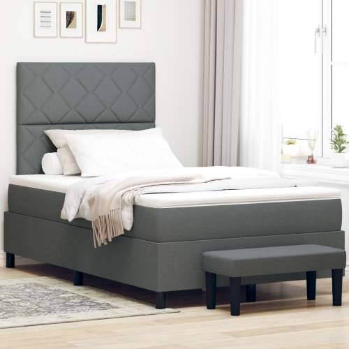Krevet s box springom i madracem tamnosiv 120x190 cm tkanina Cijena