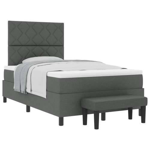 Krevet s box springom i madracem tamnosiv 120x190 cm tkanina Cijena