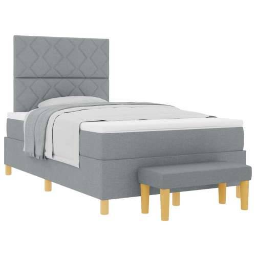 Krevet s boxspringom s madracem i klupom Svjetlosiva 120x190 cm Tkanina Cijena