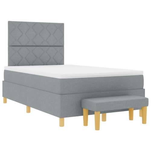 Krevet s boxspringom s madracem i klupom Svjetlosiva 120x190 cm Tkanina Cijena