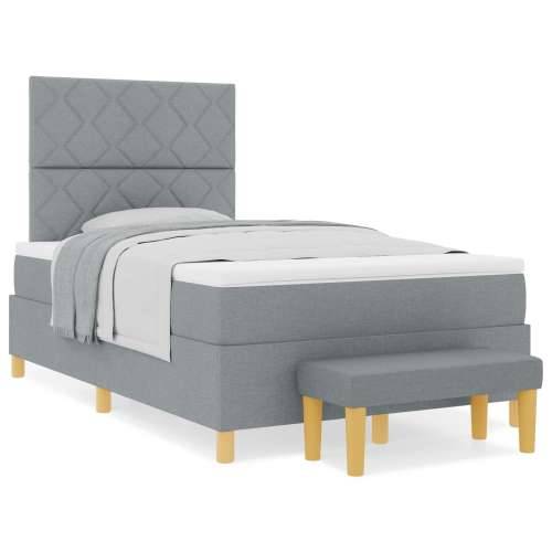 Krevet s boxspringom s madracem i klupom Svjetlosiva 120x190 cm Tkanina Cijena