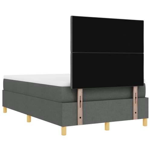 Box Spring Krevet s madracem i klupom tamno siva 120x190 cm Tkanina Cijena