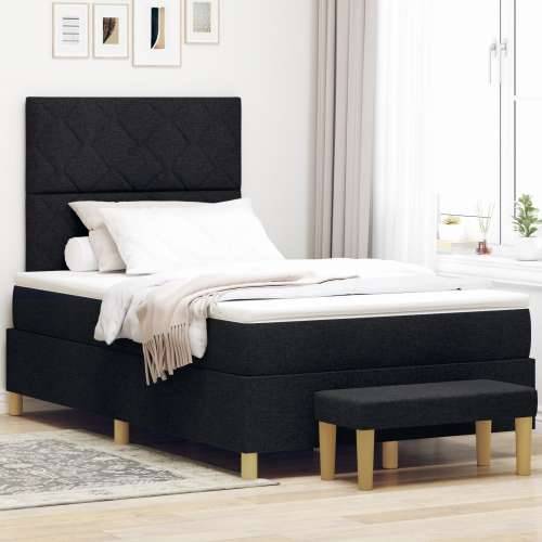 Box Spring Krevet s Madracem i Klupom Crni 120x190 cm Tkanina Cijena