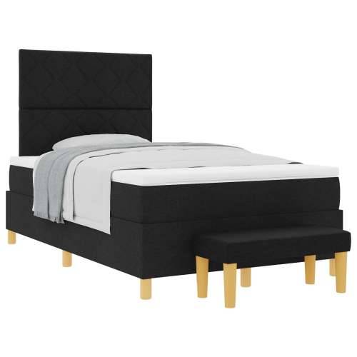 Box Spring Krevet s Madracem i Klupom Crni 120x190 cm Tkanina Cijena