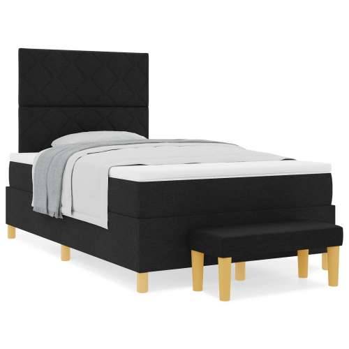 Box Spring Krevet s Madracem i Klupom Crni 120x190 cm Tkanina Cijena