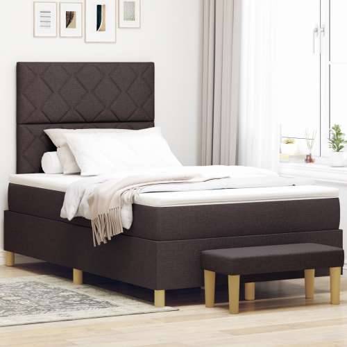 Box Spring Krevet s Madracem & Klupom Tamno Smeđi 120x190 cm Tkanina Cijena