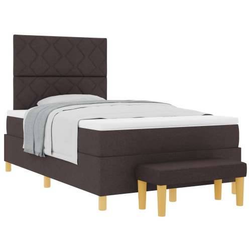 Box Spring Krevet s Madracem & Klupom Tamno Smeđi 120x190 cm Tkanina Cijena