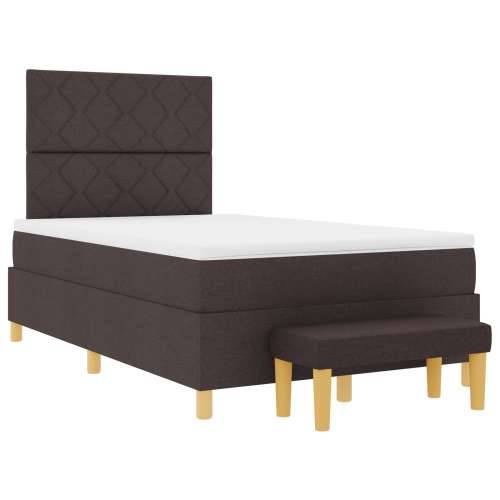Box Spring Krevet s Madracem & Klupom Tamno Smeđi 120x190 cm Tkanina Cijena