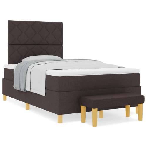 Box Spring Krevet s Madracem & Klupom Tamno Smeđi 120x190 cm Tkanina Cijena