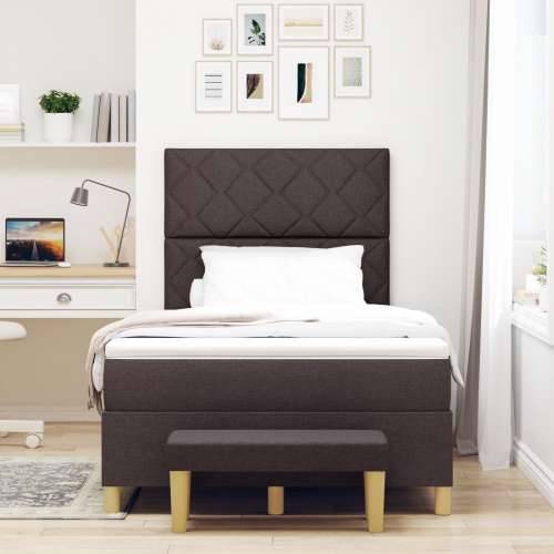 Box Spring Krevet s Madracem & Klupom Tamno Smeđi 120x190 cm Tkanina Cijena