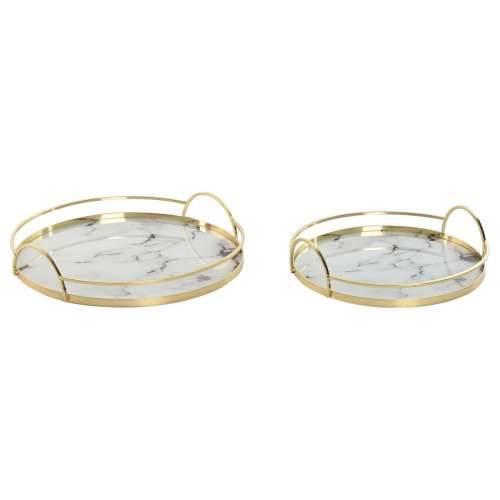 Set pladnjeva Home ESPRIT Bijela zlatan moderan 30 x 30 x 6 cm (2 kom.) Cijena