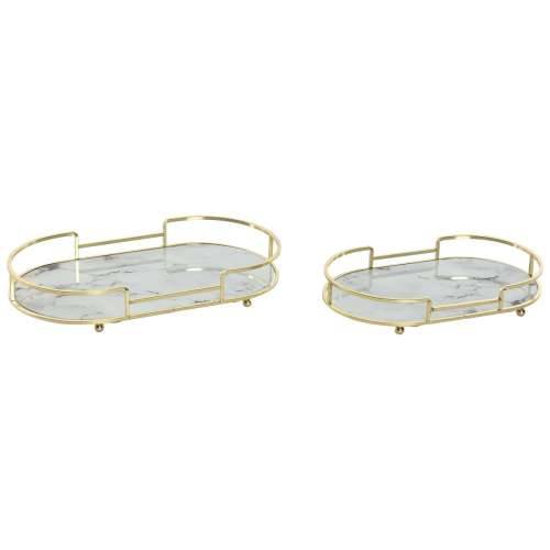 Set pladnjeva Home ESPRIT Bijela zlatan moderan 31 x 17 x 5 cm (2 kom.) Cijena