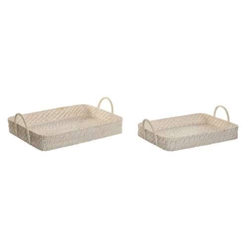 Set pladnjeva Home ESPRIT Bijela Prirodno Bambus Ratan 45 x 35 x 13 cm Cijena