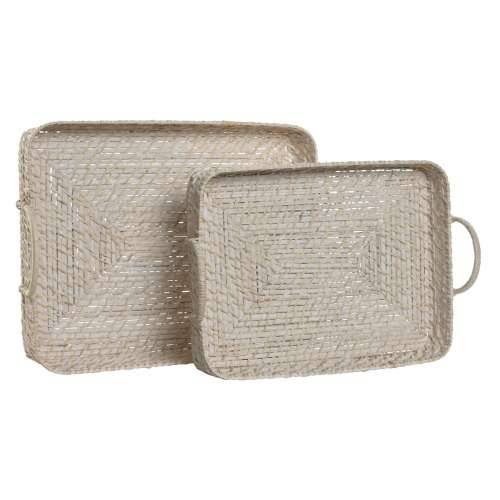Set pladnjeva Home ESPRIT Bijela Prirodno Bambus Ratan 45 x 35 x 13 cm Cijena