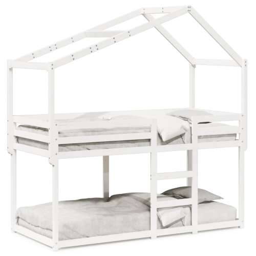 Krevet na kat s krovom bijeli 75x190 cm puno drvo bor - Bijela 75 x 190 cm Cijena