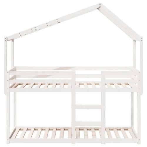 Krevet na kat s krovom bijeli 75x190 cm puno drvo bor - Bijela 75 x 190 cm Cijena