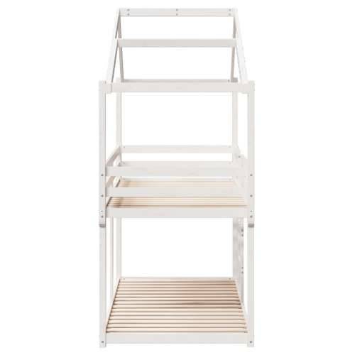 Krevet na kat s krovom bijeli 75x190 cm puno drvo bor - Bijela 75 x 190 cm Cijena