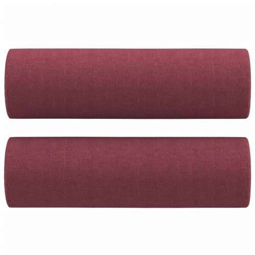 4-dijelni set sofa s jastucima crvena boja vina od tkanine - boja crnog vina s jastucima i tabureom Cijena