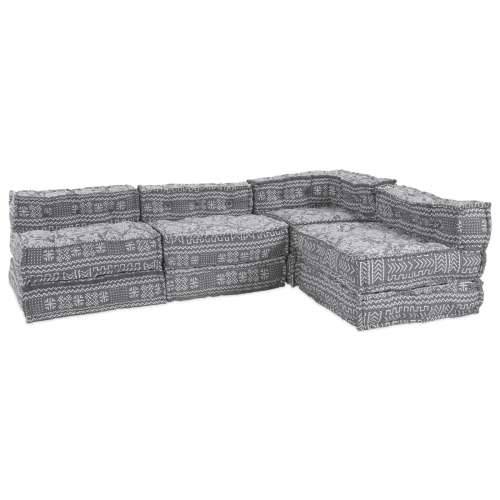 Modularni Pouf Sofe za 4 osobe - Svjetlosiva Tkanina Cijena