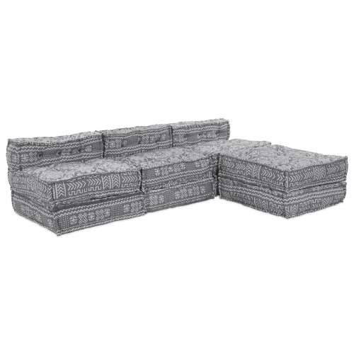 Modularni Pouf Sofa za 4 Osobe - Svjetlosiva Tkanina Cijena