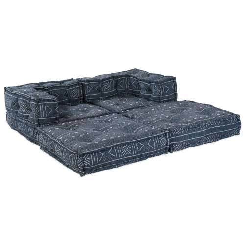 Dvosjed Modularni Pouffe Sofa Pretvorni Indigo Tkanina Cijena