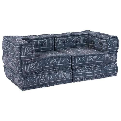 Dvosjed Modularni Pouffe Sofa Pretvorni Indigo Tkanina Cijena