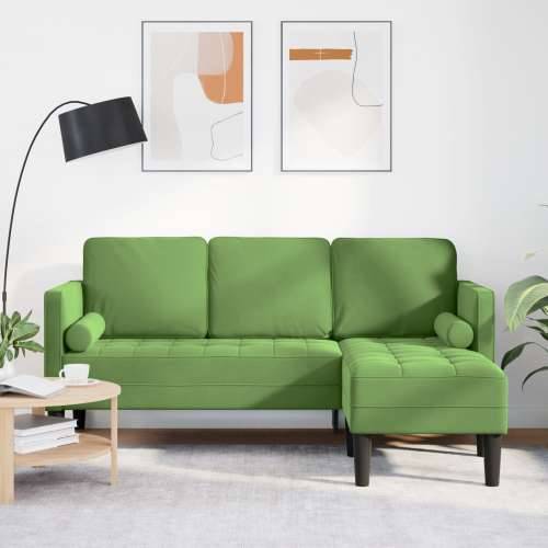 Sofas 3-sjedala s Chaise L-oblikom svijetlozelena 160 cm pliš Cijena