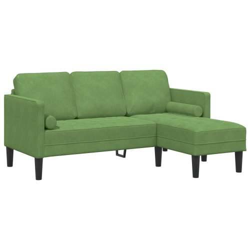 Sofas 3-sjedala s Chaise L-oblikom svijetlozelena 160 cm pliš Cijena