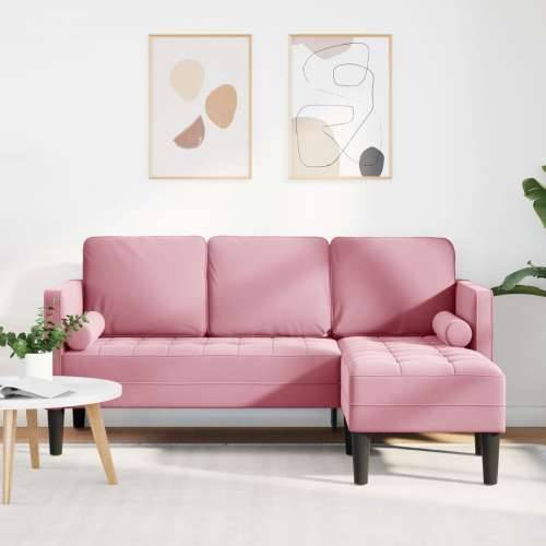 Sofas za tri osobe s Chaise L u svijetlo ružičastoj boji 160 cm od baršuna Cijena