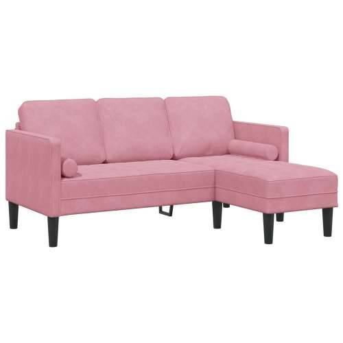 Sofas za tri osobe s Chaise L u svijetlo ružičastoj boji 160 cm od baršuna Cijena