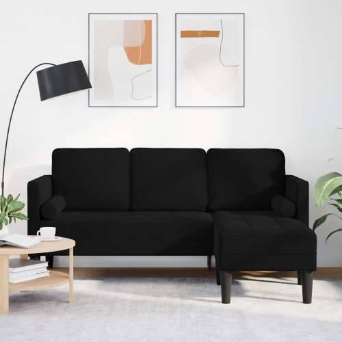 3-sjedalni kauč s chaise longue u obliku L crna 160 cm baršun Cijena