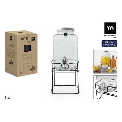 Točionik Pića La Mediterránea Rustik Metal Staklo 4 L 17 x 17 x 30,5 cm (4 kom.) Cijena