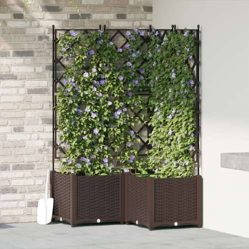 Vrtna sadilica s rešetkom 3 kom Smeđa 80x80x143 cm Cijena