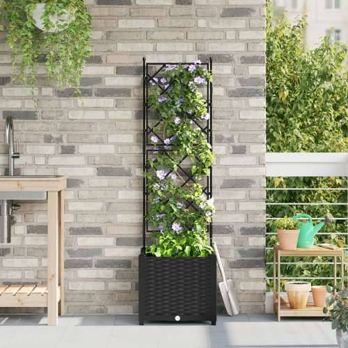 Vrtna saksija s rešetkom Crna 40x40x143 cm Cijena