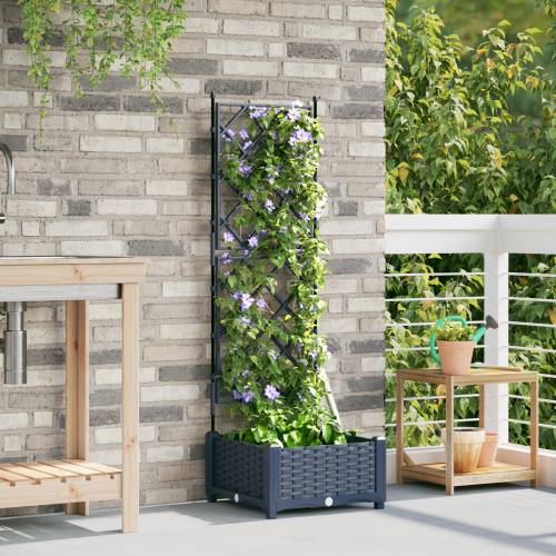 Vrtna sadilica s trellisom Siva 40x40x125,5 cm Cijena