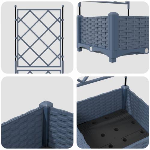Vrtna sadilica s trellisom Siva 40x40x125,5 cm Cijena