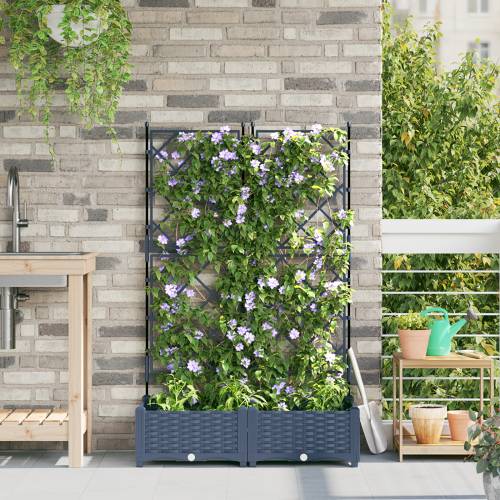 Sadilica za vrt s rešetkom 2 kom Siva 80x40x125.5 cm Cijena