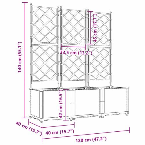 Vrtna Sadilica s Rešetkom 3 kom Siva 120x40x143 cm Cijena
