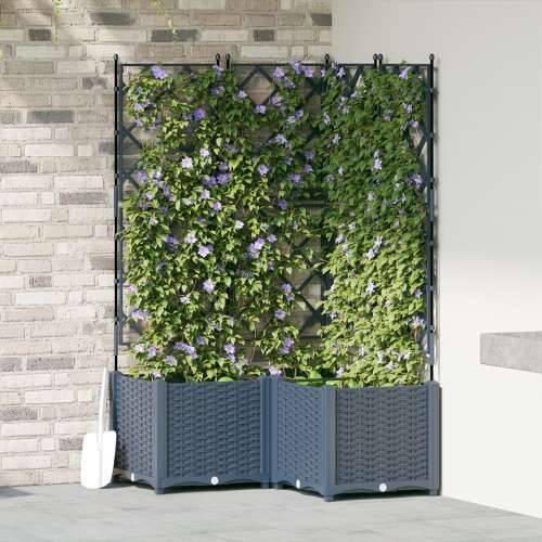 Vrtni saksija s rešetkom 3 kom siva 80x80x143 cm Cijena