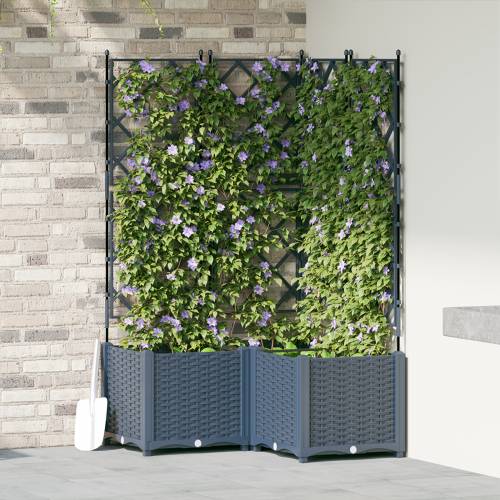Vrtni saksija s rešetkom 3 kom siva 80x80x143 cm Cijena