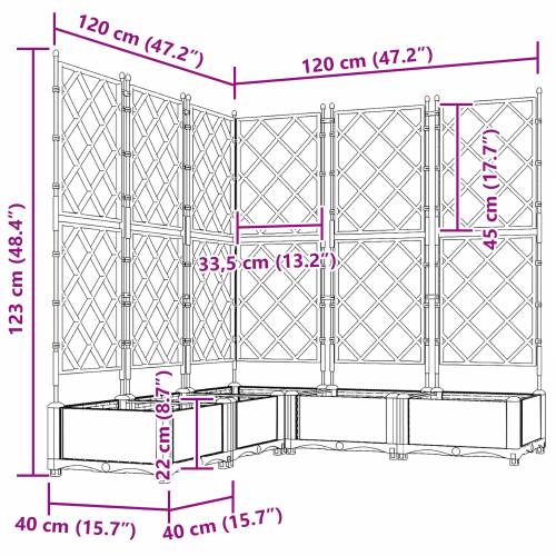Vrtna saksija s rešetkom 5 kom Siva 120x120x125.5 cm Cijena